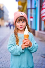 Portrait of a child with ice cream 