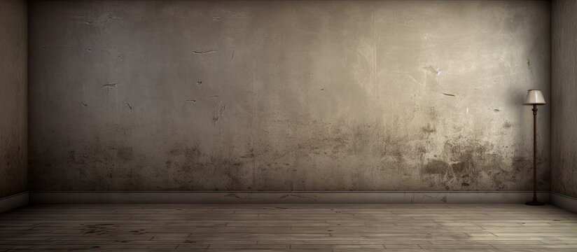 A poorly illuminated room features a single lamp casting a faint light on a grimy wall