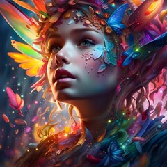portrait of a fairy with feathers