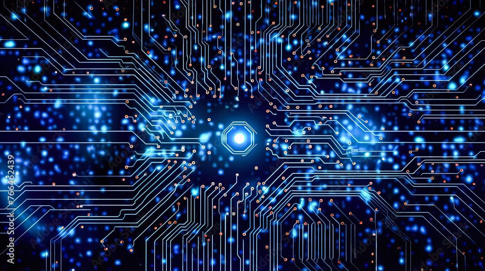 Aufkleber a computer chip with a glowing light in the middle