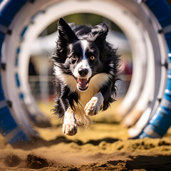 Mid-Flight Magic: Border Collie's Impressive Display at Agility Competition