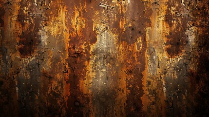 old, rusty grunge metal wallpaper with rust damp patches, background for presentation
