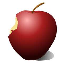 illustration of a red apple eaten by caterpillars