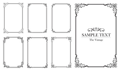 Set of Decorative vintage borders and frames set. Vector design. Photo frame for picture.  - obrazy, fototapety, plakaty