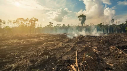 Fotobehang deforestation illegal logging, cutting down trees,  forest destruction and habitat loss © Christopher