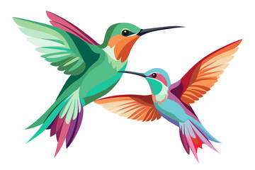 Obraz na płótnie Canvas Two beautiful hummingbirds vector arts illustration