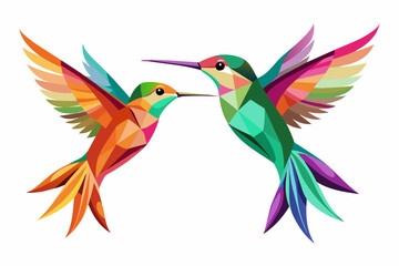 Two beautiful hummingbirds vector arts illustration