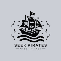 ship on a black background, ship logo design, ship icon, vector illustration, sea ship logo