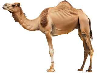 standing camel png side view cutout isolated on white and transparent background - obrazy, fototapety, plakaty