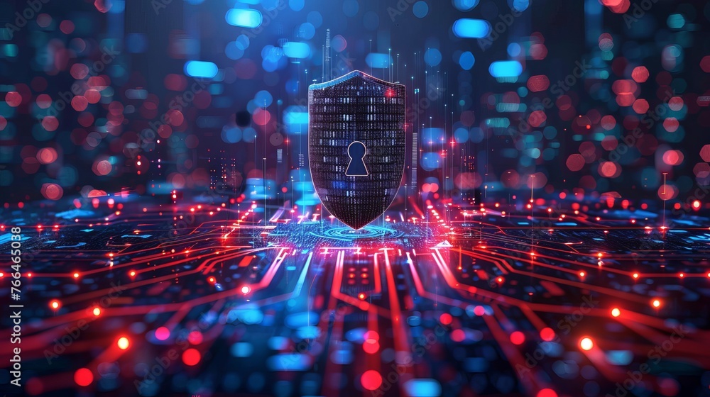 Poster visual representation of internet security concept for web pages, banners, and presentations, emphas
