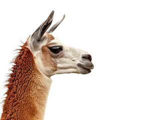 Obraz premium llama head png side view cutout closeup isolated on white and transparent background