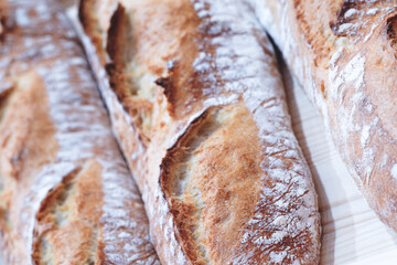 Fresh fragrant bread on the table. Food concept