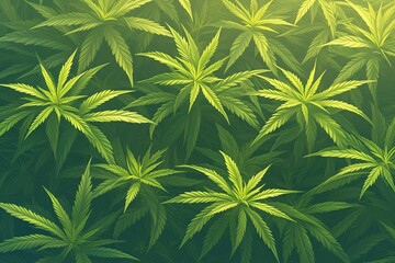 Closeup of marijuana leaf , cannabis plants background