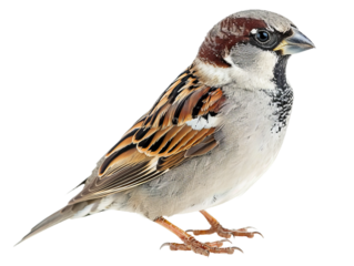 sparrow png side view cutout isolated on white and transparent background