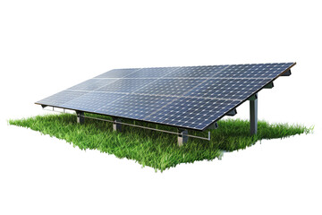 Photovoltaic Solar Panels isolated on white background. Concept of renewable and sustainable energy - obrazy, fototapety, plakaty