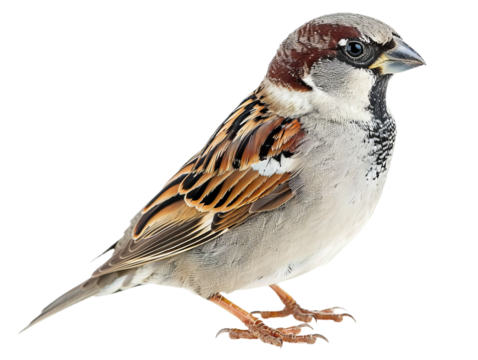 sparrow png side view cutout isolated on white and transparent background
