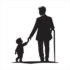 Silhouette vector design of a father and child