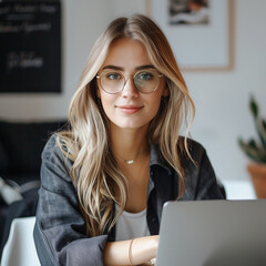 woman working on laptop