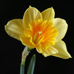 yellow daffodil on black