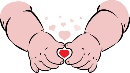 Vector illustration of baby hand making heart gesture or shape - 766467853