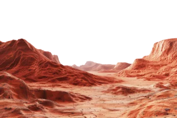 Cercles muraux Couleur saumon Martian landscape isolated on transparent background. Barren desert surface of red planet
