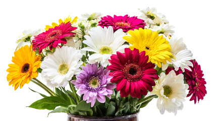 Verschiedene Blumen in einer Vase isoliert auf weißen Hintergrund, Freisteller