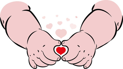 Vector illustration of baby hand making heart gesture or shape - 766468476