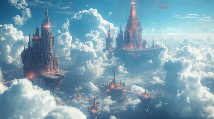 Fantasy Worlds. Celestial City. A city floating in the sky