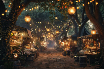 A fae market in an ancient grove