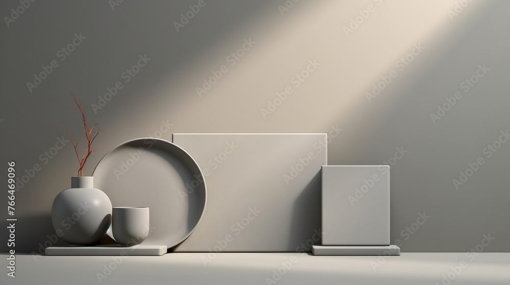 Poster gray wall with smooth light shadow for product display and presentation background.