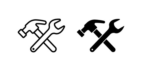 Hammer and wrench icon. Repair sign. for mobile concept and web design. vector illustration