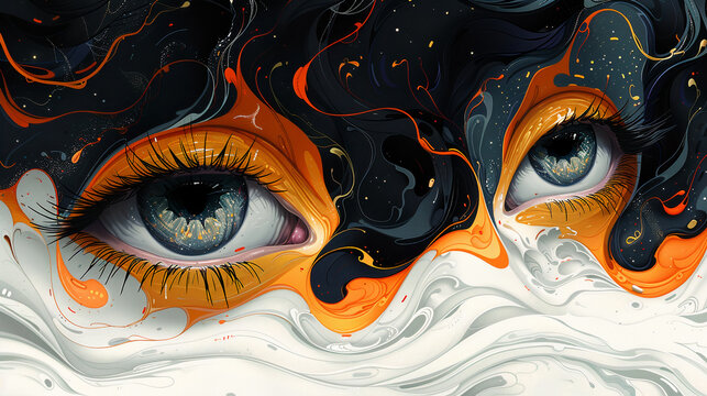 Eternal Gaze: Colorful View of Eternity in Surreal Angular Patterns
