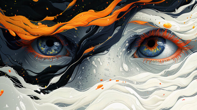 Eternal Gaze: Colorful View of Eternity in Surreal Angular Patterns
