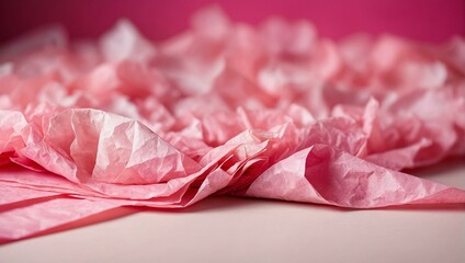 Vibrant pink crumpled tissue paper texture offering a sense of fun and creativity