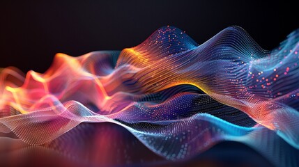 A captivating visual of abstract waves made from colorful data visualization - obrazy, fototapety, plakaty