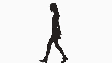 Fototapeta na wymiar Silhouette of a girl walking Flat vector isolated on