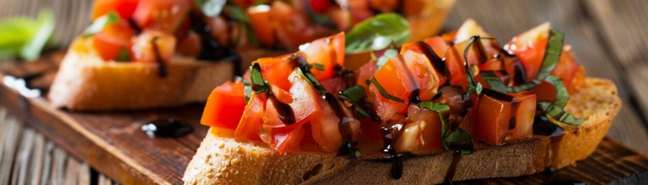 A Tasty bruschetta topped with tomato basil
