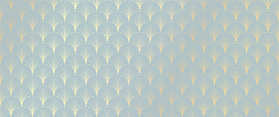 Naklejka premium Luxury art deco seamless pattern background vector. Abstract elegant art nouveau with delicate golden geometric line vintage decorative minimalist texture style. Design for wallpaper, banner, card.