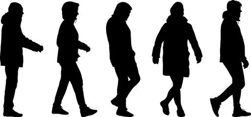 Set of silhouettes on a white background of a business people