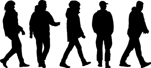 Set of silhouettes on a white background of a business people