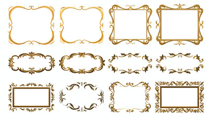 Vintage Gold Frames Baroque Vintage Frame Flat vector