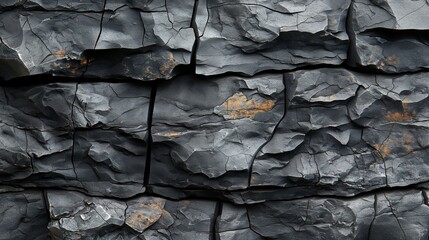 Black white rock texture. Cracked layered mountain surface. Close-up. Gray grungy stone background with space for design. Design concept. Rock concept. Stone concept. Banner concept. Picture concept.
