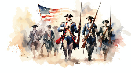 Watercolor American Revolution isolated on Flat vector