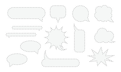 Shapes for dialogue with a cut line. Dialog template for cutting with scissors. Dotted line for cutting.Paper email templates. Vector illustration.