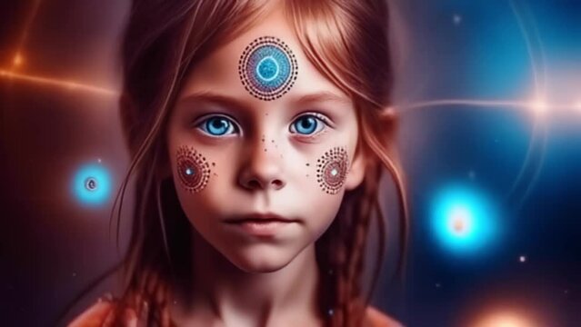Young girl meditation. The Source of Consciousness, energy of the universe, prana, third eye and spirituality. Generative AI