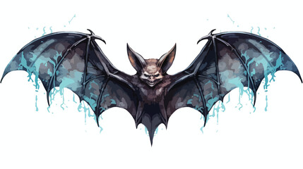 Watercolor Gothic Bat Halloween Dark Fantasy Flat vector - obrazy, fototapety, plakaty