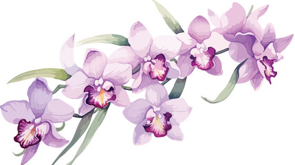 Fototapeta na wymiar Watercolor Orchid Flat vector isolated on white 