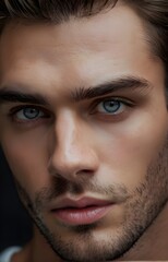 Obraz premium Portrait of a handsome male from european. 25 years old. Generative AI