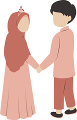 Muslim bridal couple wearing pink clothes