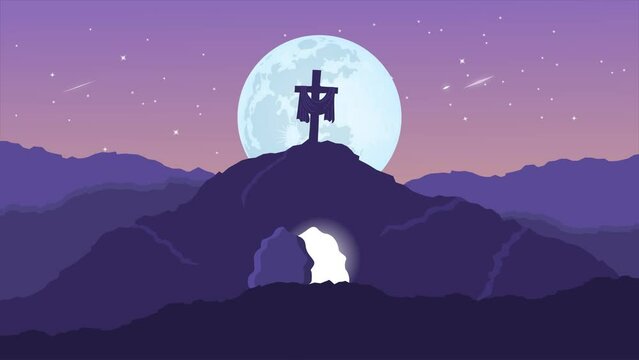 Good Friday background animation with shooting stars. Video animation in 4k quality suitable for greetings, backdrop, or content video